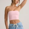 Top corto senza spalline Verna in modal rosa confetto Top corto senza spalline Verna in modal rosa confetto