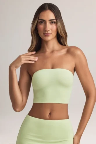 Top corto senza spalline Verna in modal, verde salvia