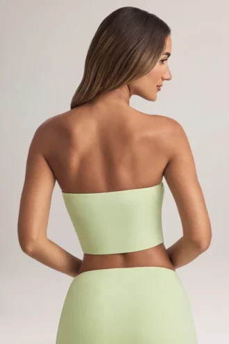 Top corto senza spalline Verna in modal, verde salvia