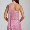 Top Cosette con dettagli asimmetrici e sciarpa decorativa in rosa Top Cosette con dettagli asimmetrici e sciarpa decorativa in rosa