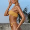 Top Costume da Bagno a fascia con spalline in tessuto stropicciato, colore Marigold Top Costume da Bagno a fascia con spalline in tessuto stropicciato, colore Marigold