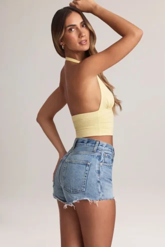 Top Drew con scollo all’americana in Modal, colore Lemon Sherbet
