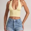 Top Drew con scollo all’americana in Modal, colore Lemon Sherbet Top Drew con scollo all’americana in Modal, colore Lemon Sherbet