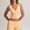 Nina Modal Foldover Mid-Rise Shorts in Peach Nina Modal Foldover Mid-Rise Shorts in Peach