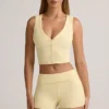 Top gilet con bottoni a costine in modal Lene, colore giallo crema Top gilet con bottoni a costine in modal Lene, colore giallo crema