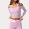 Top in jersey morbido con spalle scoperte in rosa dolce Top in jersey morbido con spalle scoperte in rosa dolce