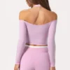 Top in jersey morbido con spalle scoperte in rosa dolce Top in jersey morbido con spalle scoperte in rosa dolce