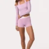 Top in jersey morbido con spalle scoperte in rosa dolce Top in jersey morbido con spalle scoperte in rosa dolce