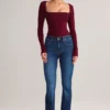 Top Kaia in modal a maniche lunghe con scollo quadrato, color vino Top Kaia in modal a maniche lunghe con scollo quadrato, color vino