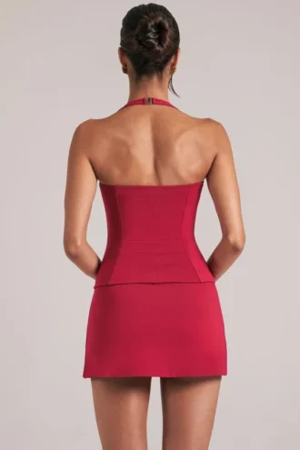 Top lungo con scollo all’americana Vita in rosso ciliegia