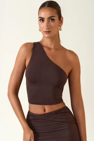 Top monospalla Andi in Modal color cioccolato