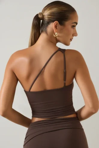 Top monospalla Andi in Modal color cioccolato
