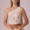 Top monospalla con dettaglio a sciarpa Rae con stampa floreale Primrose Top monospalla con dettaglio a sciarpa Rae con stampa floreale Primrose