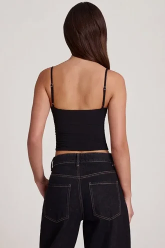 Top nero con spalline e ferretto in TENCEL™ Modal