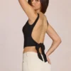 Top Norelle in Modal con lacci sul retro, colore nero Top Norelle in Modal con lacci sul retro, colore nero