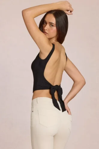 Top Norelle in Modal con lacci sul retro, colore nero