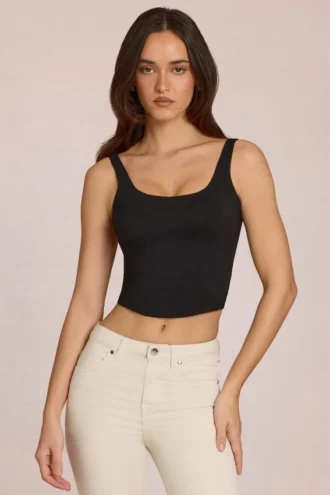 Top Norelle in Modal con lacci sul retro, colore nero