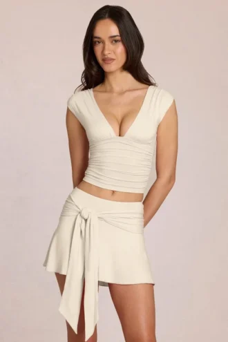 Top scollato Nalia in modal color avorio
