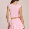 Top scollato Nalia in modal rosa fiorito Top scollato Nalia in modal rosa fiorito