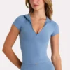 Top Soft Active con zip a un quarto in blu marino Top Soft Active con zip a un quarto in blu marino