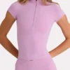 Top Soft Active con zip a un quarto in rosa dolce