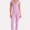 Top Soft Active con zip a un quarto in rosa dolce