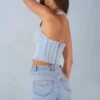Top stile corsetto in denim con scollo all’americana Lotta in denim chiaro Top stile corsetto in denim con scollo all’americana Lotta in denim chiaro