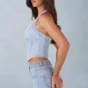 Top stile corsetto in denim con scollo all’americana Lotta in denim chiaro Top stile corsetto in denim con scollo all’americana Lotta in denim chiaro