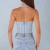Top stile corsetto in denim con scollo all’americana Lotta in denim chiaro Top stile corsetto in denim con scollo all’americana Lotta in denim chiaro