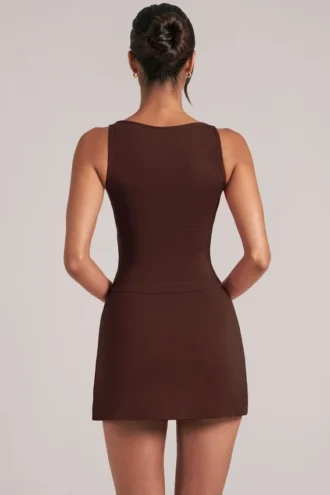 Top Veya con scollo quadrato  in marrone cioccolato