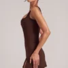 Top Veya con scollo quadrato in marrone cioccolato Top Veya con scollo quadrato in marrone cioccolato