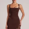 Top Veya con scollo quadrato in marrone cioccolato Top Veya con scollo quadrato in marrone cioccolato