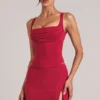 Top Veya con scollo quadrato in rosso ciliegia Top Veya con scollo quadrato in rosso ciliegia