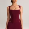 Top Vivee in modal con scollo quadrato color vino Top Vivee in modal con scollo quadrato color vino