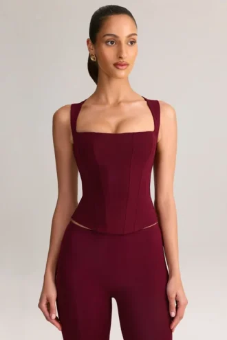 Top Vivee in modal con scollo quadrato color vino