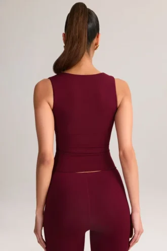 Top Vivee in modal con scollo quadrato color vino