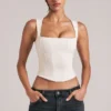 Top Vivee in modal con scollo quadrato, colore avorio Top Vivee in modal con scollo quadrato, colore avorio