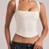 Top Vivee in modal con scollo quadrato, colore avorio Top Vivee in modal con scollo quadrato, colore avorio