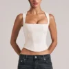 Top Vivee in modal con scollo quadrato, colore avorio Top Vivee in modal con scollo quadrato, colore avorio