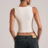 Top Vivee in modal con scollo quadrato, colore avorio Top Vivee in modal con scollo quadrato, colore avorio