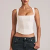 Top Vivee in modal con scollo quadrato, colore avorio Top Vivee in modal con scollo quadrato, colore avorio