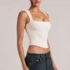 Top Vivee in modal con scollo quadrato, colore avorio Top Vivee in modal con scollo quadrato, colore avorio