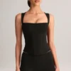 Top Vivee in modal con scollo quadrato, nero Top Vivee in modal con scollo quadrato, nero