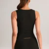 Top Vivee in modal con scollo quadrato, nero Top Vivee in modal con scollo quadrato, nero