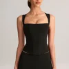Top Vivee in modal con scollo quadrato, nero Top Vivee in modal con scollo quadrato, nero