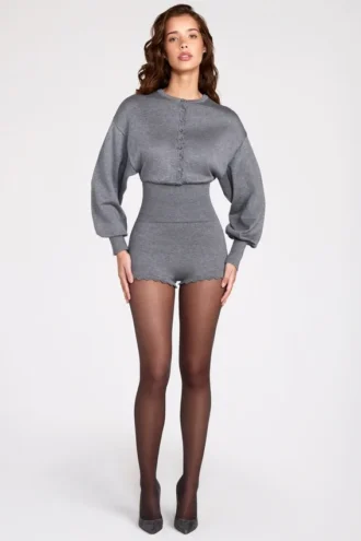 Tuta a maniche lunghe in maglia fine Moya, colore grigio Tuta a maniche lunghe in maglia fine Moya, colore grigio