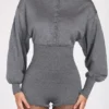 Tuta a maniche lunghe in maglia fine Moya, colore grigio Tuta a maniche lunghe in maglia fine Moya, colore grigio
