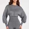 Tuta a maniche lunghe in maglia fine Moya, colore grigio Tuta a maniche lunghe in maglia fine Moya, colore grigio