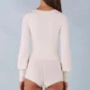 Tuta a maniche lunghe in maglia Ismera, color avorio Tuta a maniche lunghe in maglia Ismera, color avorio