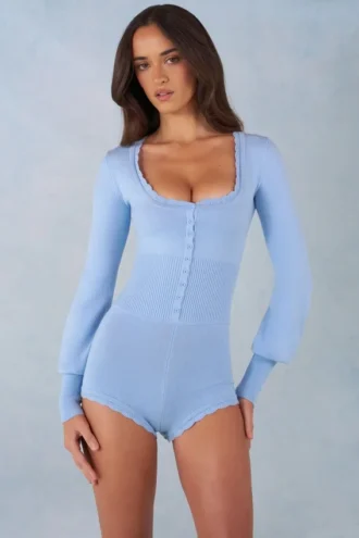 Tuta a maniche lunghe in maglia Ismera in blu chiaro